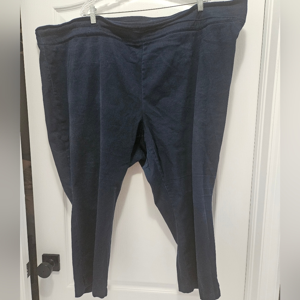 VGUC Old Navy navy blue pull on elastic waist 30W straight leg work pants  khaki